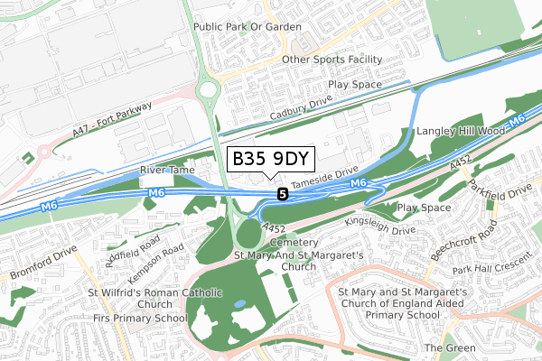 B35 9DY map - small scale - OS Open Zoomstack (Ordnance Survey)