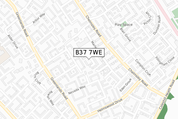 B37 7WE map - large scale - OS Open Zoomstack (Ordnance Survey) B37 7WE map - large scale - OS Open Zoomstack (Ordnance Survey)