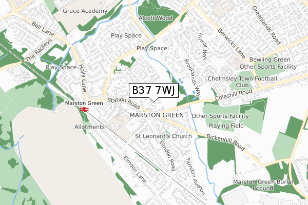 B37 7WJ map - small scale - OS Open Zoomstack (Ordnance Survey) B37 7WJ map - small scale - OS Open Zoomstack (Ordnance Survey)