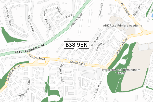 B38 9ER map - large scale - OS Open Zoomstack (Ordnance Survey)