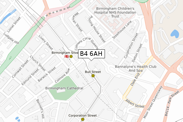B4 6AH map - large scale - OS Open Zoomstack (Ordnance Survey)