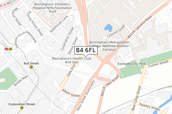 B4 6FL map - large scale - OS Open Zoomstack (Ordnance Survey)