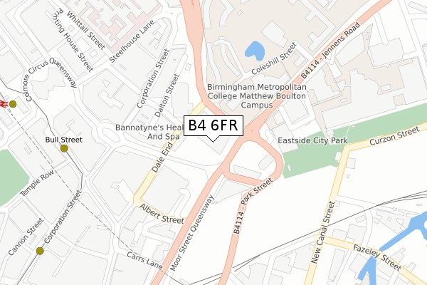 B4 6FR map - large scale - OS Open Zoomstack (Ordnance Survey)