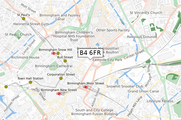 B4 6FR map - small scale - OS Open Zoomstack (Ordnance Survey)