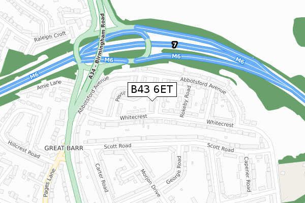 B43 6ET map - large scale - OS Open Zoomstack (Ordnance Survey)