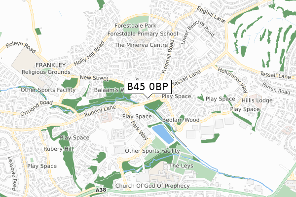 B45 0BP map - small scale - OS Open Zoomstack (Ordnance Survey)