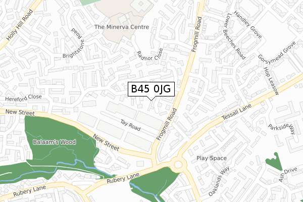 B45 0JG map - large scale - OS Open Zoomstack (Ordnance Survey)