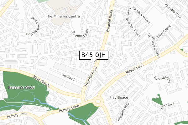 B45 0JH map - large scale - OS Open Zoomstack (Ordnance Survey)