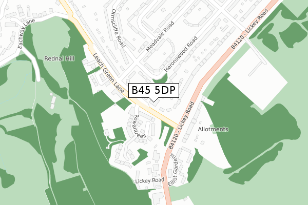 B45 5DP map - large scale - OS Open Zoomstack (Ordnance Survey)