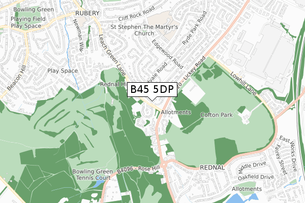 B45 5DP map - small scale - OS Open Zoomstack (Ordnance Survey)