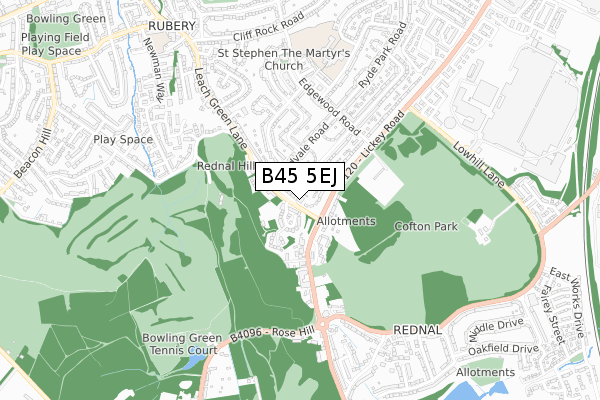 B45 5EJ map - small scale - OS Open Zoomstack (Ordnance Survey)