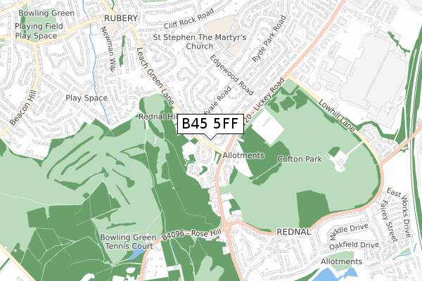 B45 5FF map - small scale - OS Open Zoomstack (Ordnance Survey)