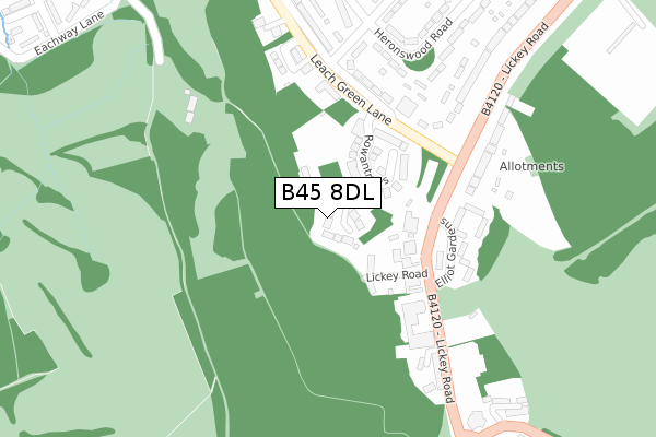 B45 8DL map - large scale - OS Open Zoomstack (Ordnance Survey)
