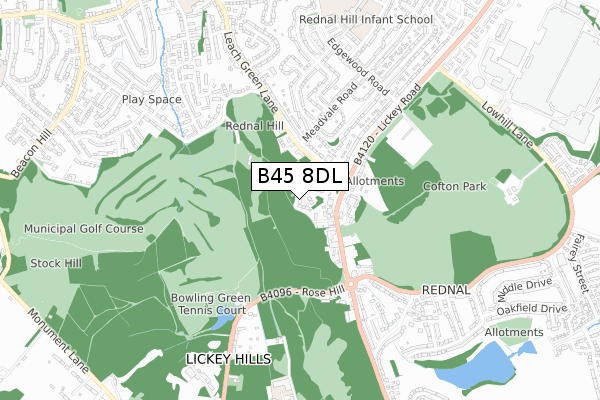B45 8DL map - small scale - OS Open Zoomstack (Ordnance Survey)