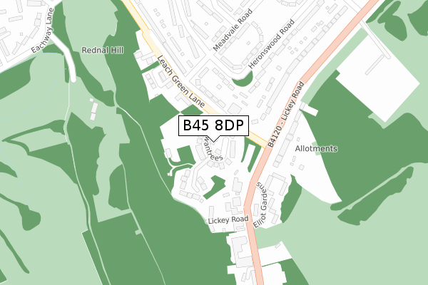 B45 8DP map - large scale - OS Open Zoomstack (Ordnance Survey)