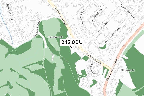 B45 8DU map - large scale - OS Open Zoomstack (Ordnance Survey)