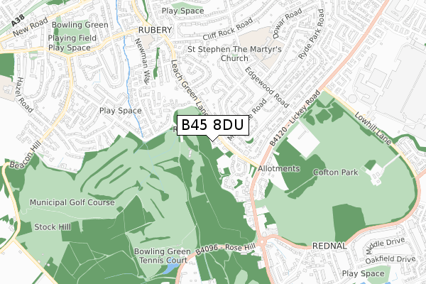 B45 8DU map - small scale - OS Open Zoomstack (Ordnance Survey)