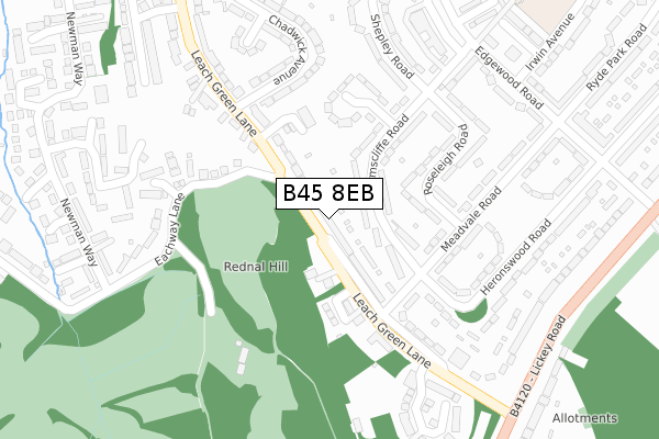 B45 8EB map - large scale - OS Open Zoomstack (Ordnance Survey)