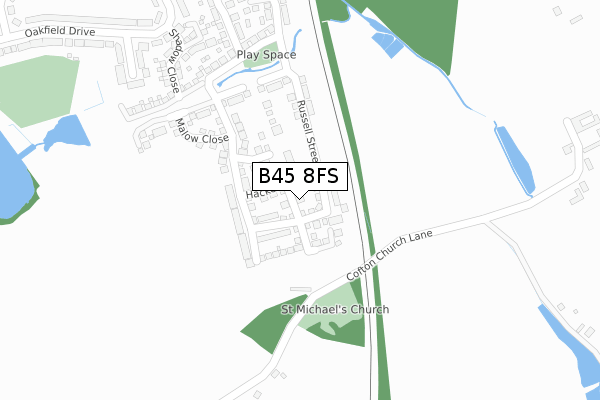 B45 8FS map - large scale - OS Open Zoomstack (Ordnance Survey)