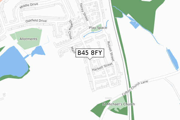 B45 8FY map - large scale - OS Open Zoomstack (Ordnance Survey)