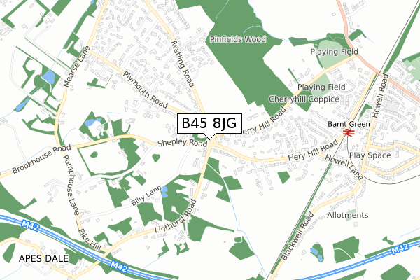 B45 8JG map - small scale - OS Open Zoomstack (Ordnance Survey)