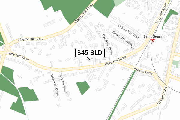 B45 8LD map - large scale - OS Open Zoomstack (Ordnance Survey)