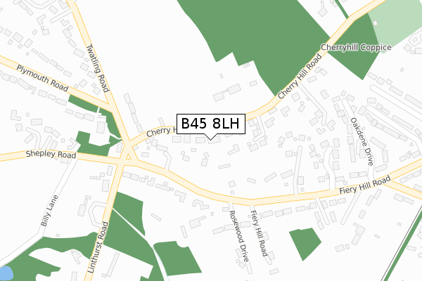 B45 8LH map - large scale - OS Open Zoomstack (Ordnance Survey)