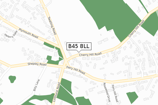 B45 8LL map - large scale - OS Open Zoomstack (Ordnance Survey)