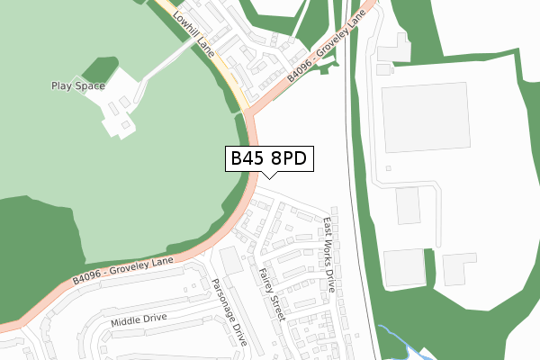 B45 8PD map - large scale - OS Open Zoomstack (Ordnance Survey)