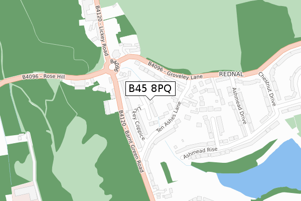 B45 8PQ map - large scale - OS Open Zoomstack (Ordnance Survey)