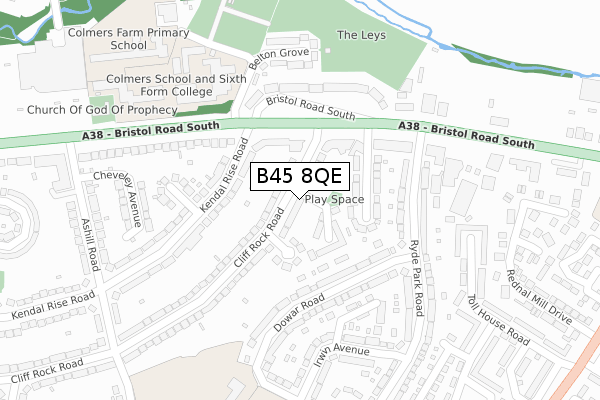 B45 8QE map - large scale - OS Open Zoomstack (Ordnance Survey)