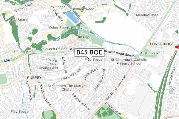 B45 8QE map - small scale - OS Open Zoomstack (Ordnance Survey)