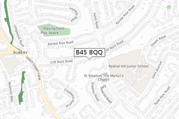 B45 8QQ map - large scale - OS Open Zoomstack (Ordnance Survey)