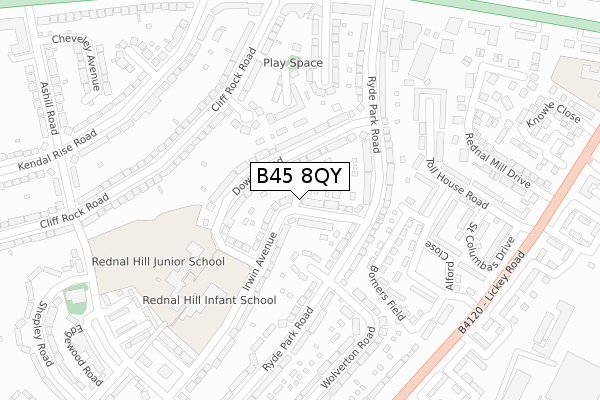 B45 8QY map - large scale - OS Open Zoomstack (Ordnance Survey)