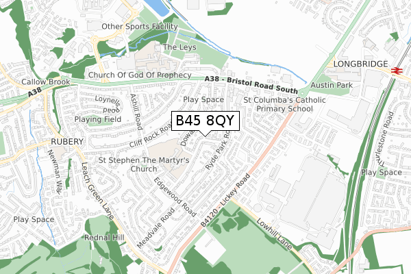 B45 8QY map - small scale - OS Open Zoomstack (Ordnance Survey)