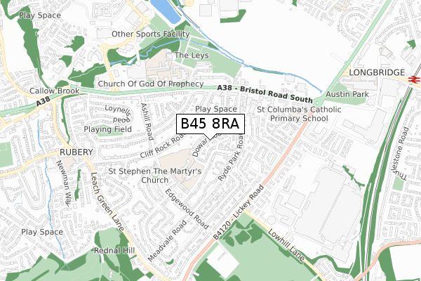 B45 8RA map - small scale - OS Open Zoomstack (Ordnance Survey)