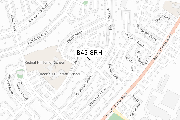 B45 8RH map - large scale - OS Open Zoomstack (Ordnance Survey)