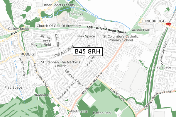 B45 8RH map - small scale - OS Open Zoomstack (Ordnance Survey)