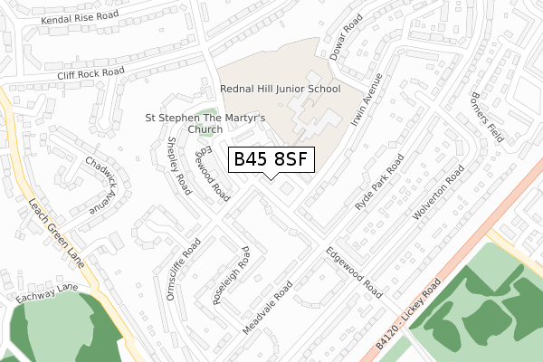 B45 8SF map - large scale - OS Open Zoomstack (Ordnance Survey)