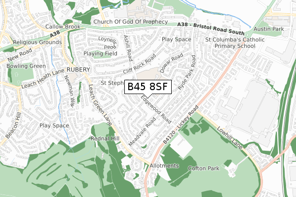 B45 8SF map - small scale - OS Open Zoomstack (Ordnance Survey)