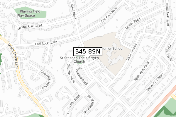 B45 8SN map - large scale - OS Open Zoomstack (Ordnance Survey)