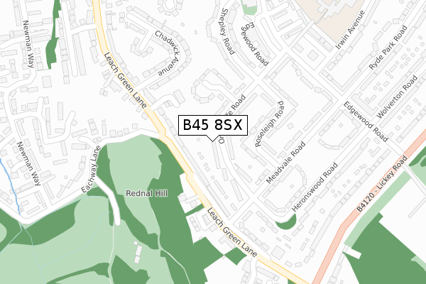 B45 8SX map - large scale - OS Open Zoomstack (Ordnance Survey)