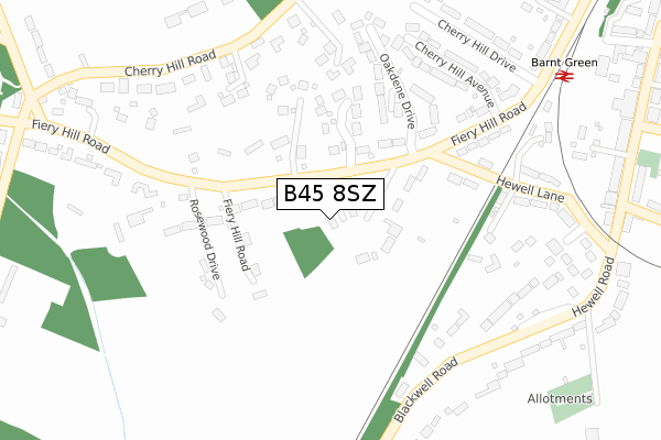 B45 8SZ map - large scale - OS Open Zoomstack (Ordnance Survey)