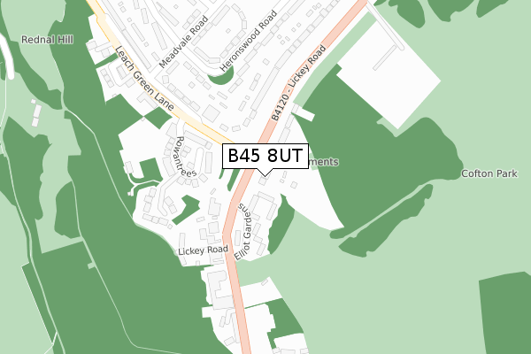 B45 8UT map - large scale - OS Open Zoomstack (Ordnance Survey)