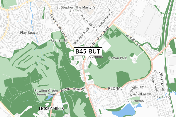 B45 8UT map - small scale - OS Open Zoomstack (Ordnance Survey)