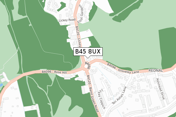 B45 8UX map - large scale - OS Open Zoomstack (Ordnance Survey)