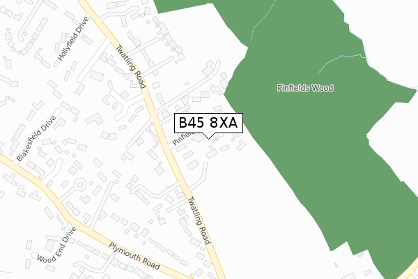 B45 8XA map - large scale - OS Open Zoomstack (Ordnance Survey)
