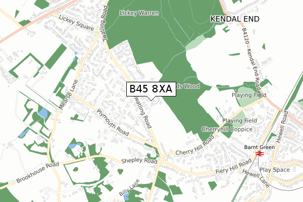 B45 8XA map - small scale - OS Open Zoomstack (Ordnance Survey)