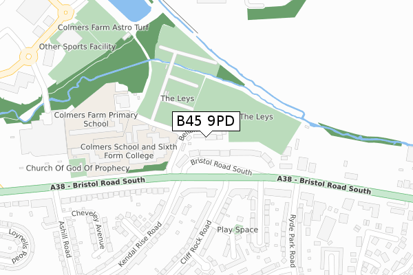 B45 9PD map - large scale - OS Open Zoomstack (Ordnance Survey)