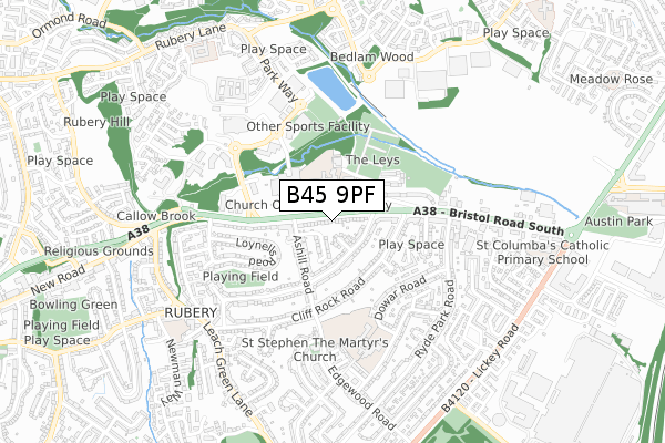 B45 9PF map - small scale - OS Open Zoomstack (Ordnance Survey)
